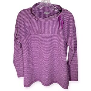 EUC heather purple striped cowl neck sweatshirt talbots oversized s